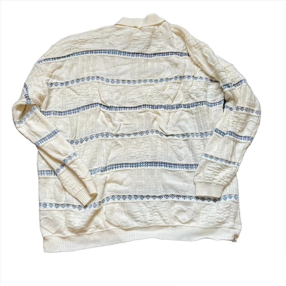 Spunky brand white and blue sweater with collar and beautiful embroidery on it! - Picture 3 of 4
